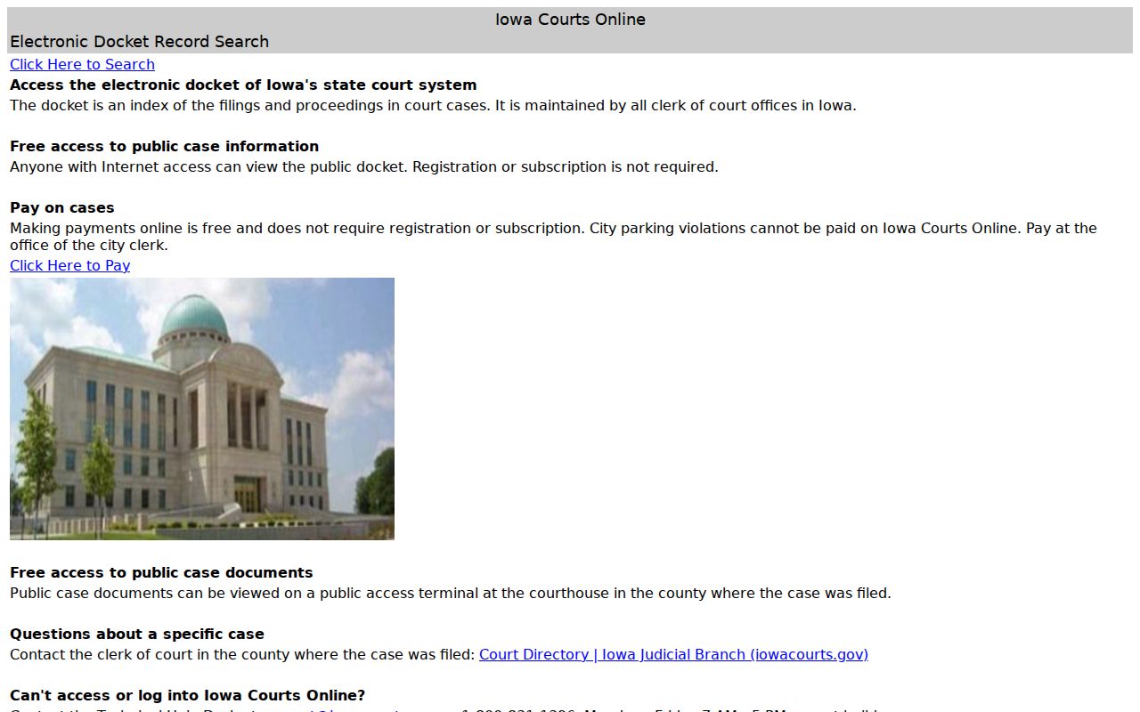 Allamakee County criminal court case search in Iowa Courts Online
