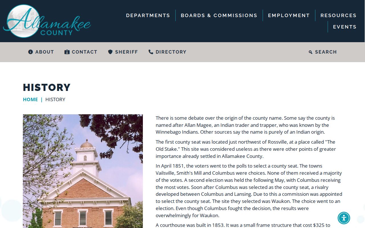 Allamakee County courthouse history and county record timeline