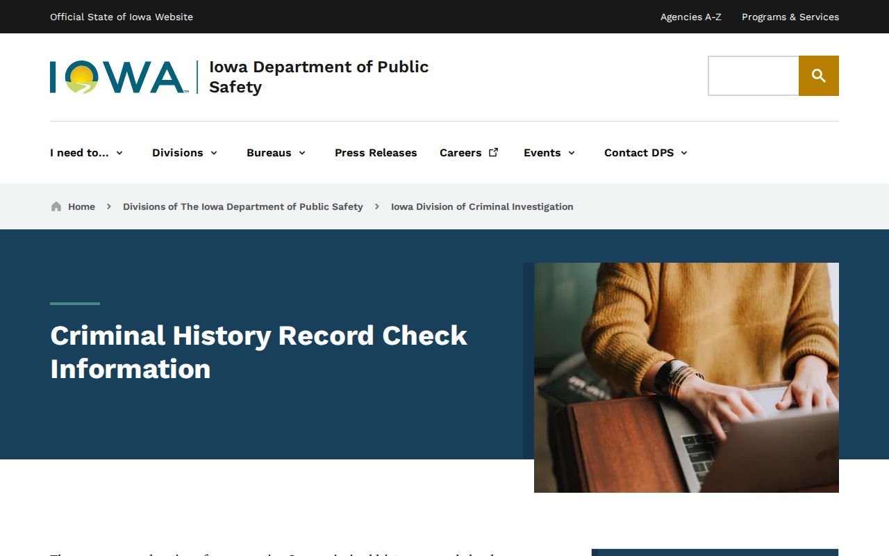 Iowa DCI criminal history record check instructions